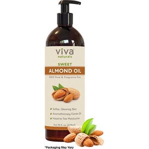 Viva Naturals Sweet Almond Oil, Hexane Free for Skin and Hair, 16 oz / 473 ml