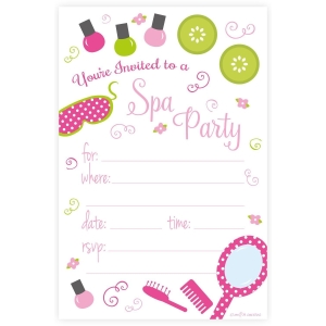 Spa Birthday Party Invitations - Fill In Style (20 Count) With Envelopes by m&h invites