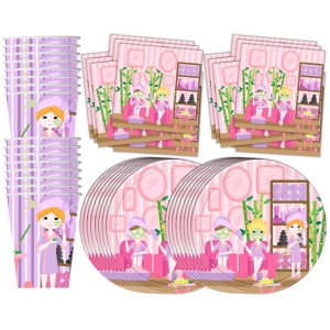 Spa Salon Birthday Party Supplies Set Plates Napkins Cups Tableware Kit for 16