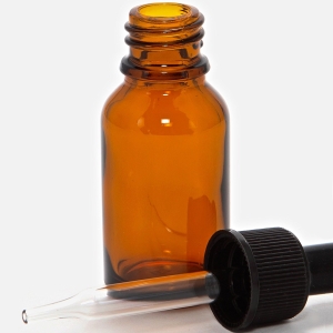 24, Amber, 15 ml (1/2 oz) Glass Bottles, with Glass Eye Droppers