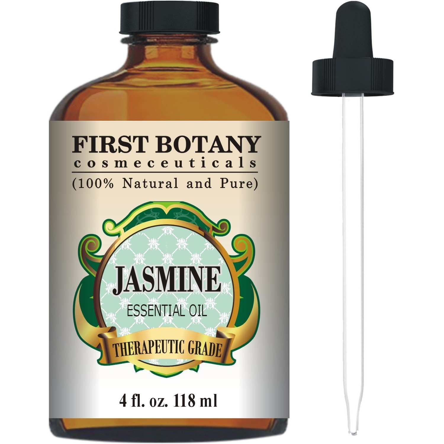 Jasmine Essential Oil 4 fl. oz. With a Glass Dropper - 100% Pure and Natural with Premium Quality & Therapeutic Grade - Ideal for Aromatherapy & Maintaining Healthy Skin