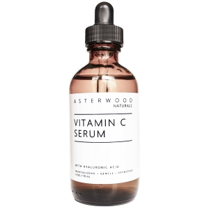 Vitamin C Serum 4 oz with Organic Hyaluronic Acid - Lighten Sun Spots, Anti Aging, Anti Wrinkle - Light and Oxygen Stable MAP Vitamin C - ASTERWOOD NATURALS - Classic Formula Bottle