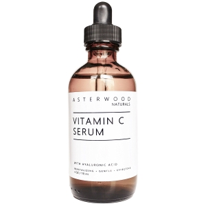 Vitamin C Serum 4 oz with Organic Hyaluronic Acid - Lighten Sun Spots, Anti Aging, Anti Wrinkle - Light and Oxygen Stable MAP Vitamin C - ASTERWOOD NATURALS - Classic Formula Bottle